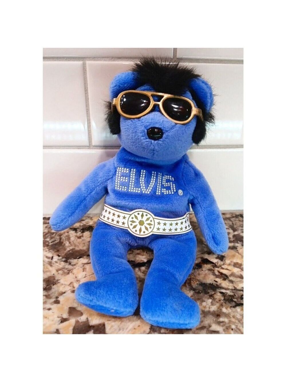 TY Beanie Baby - BEANIE HAWAII the Elvis Bear (8.5 inch) with shades!